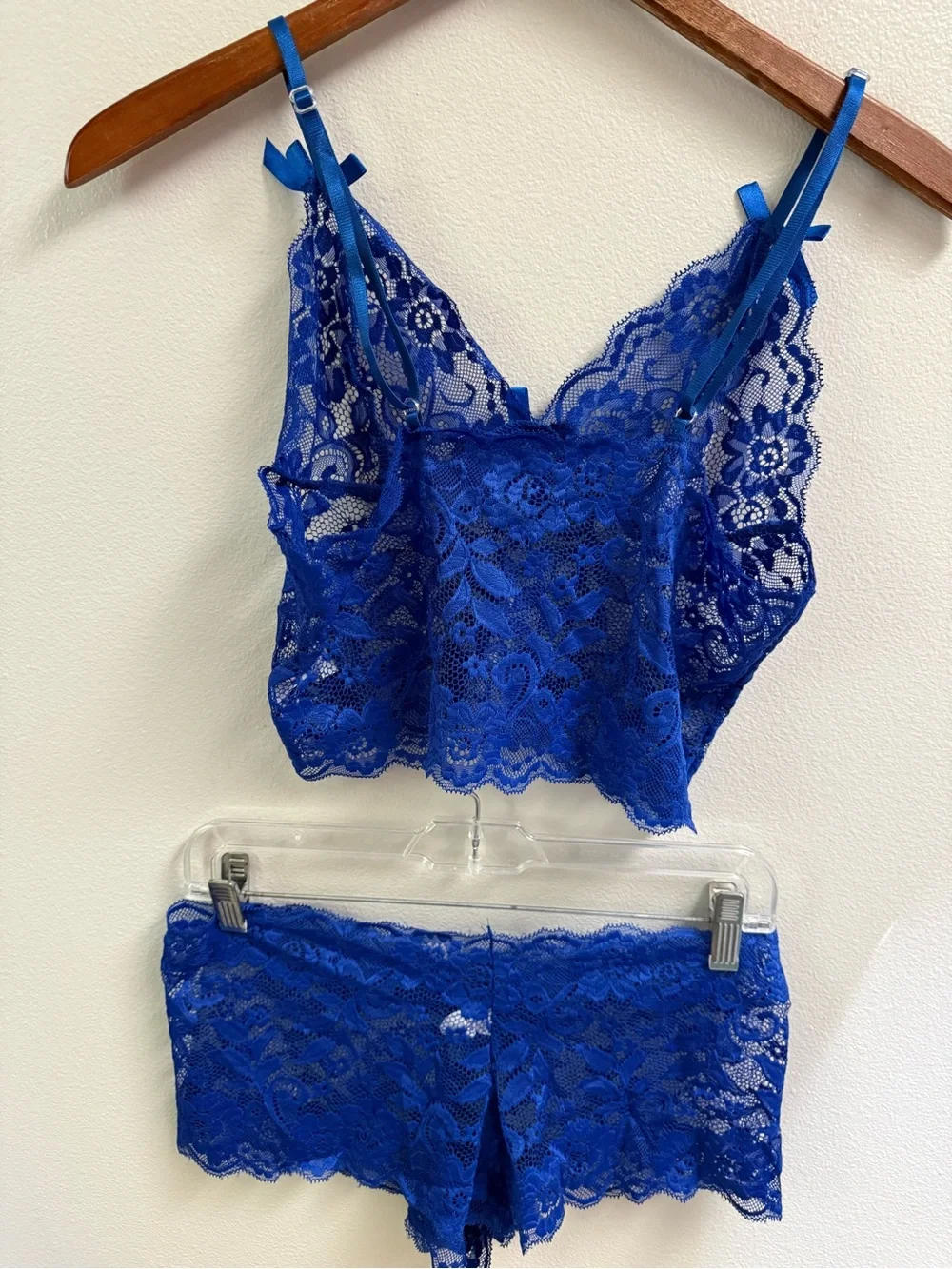 ROMWE Royal Blue Lace Bralette & Boyshort Set
